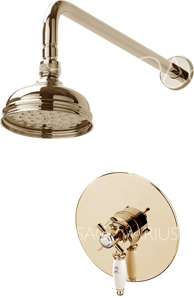 Larger image of Sagittarius Churchmans Shower Valve With Arm & 130mm Head (Gold).
