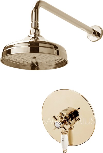 Larger image of Sagittarius Churchmans Shower Valve With Arm & 200mm Head (Gold).