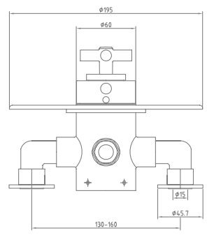 Technical image of Sagittarius Ergo Concealed Shower Valve With Slide Rail Kit (Chrome).