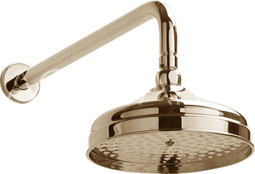 Larger image of Sagittarius York Traditional Shower Head With Arm (200mm, Gold).