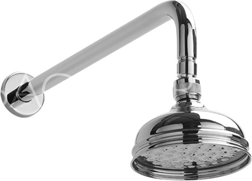 Larger image of Sagittarius Chelsea Traditional Shower Head With Arm (130mm, Chrome).