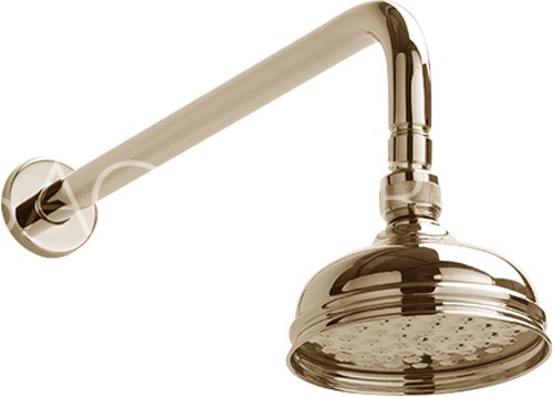 Larger image of Sagittarius Chelsea Traditional Shower Head With Arm (130mm, Gold).