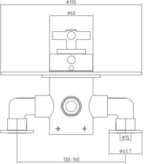 Technical image of Sagittarius Zone Exposed Thermostatic Shower Valve (Chrome).