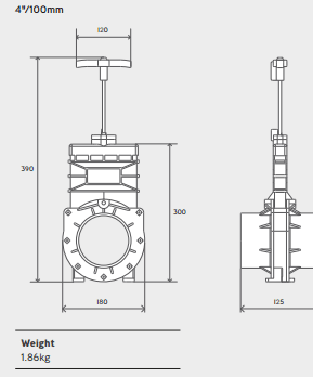 Technical image of Saniflo 110mm Isolation Valve For Use With The Sanicubic Range.