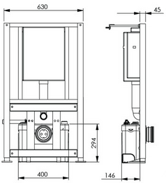 Technical image of Saniflo Saniwall Macerator With Built In Frame System.