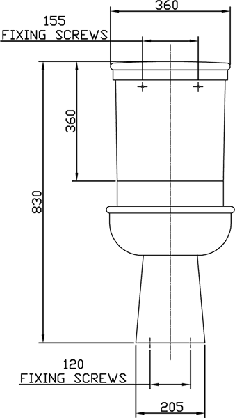 Technical image of Shires Corinthian Contemporary Toilet With Push Flush Cistern.
