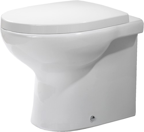 Larger image of Shires Parisi Back To Wall Toilet With Soft Close Seat.  Size 385x580mm.