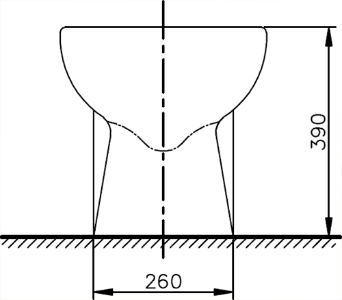 Technical image of Shires Parisi Back To Wall Toilet With Soft Close Seat.  Size 385x580mm.