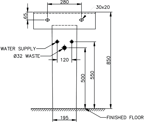 Technical image of Shires Parisi 3 Piece Bathroom Suite, Wall Hung Toilet Pan & 51cm Basin.