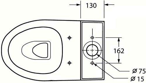 Technical image of Shires Parisi Modern Toilet, Push Flush Cistern & Soft Close Seat.