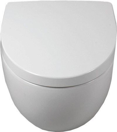 Example image of Shires Parisi Wall Hung Toilet Pan, Soft Close Seat.  Size 385x515mm.