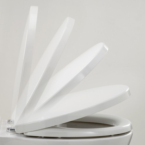 Example image of Shires Parisi Wall Hung Toilet Pan, Soft Close Seat.  Size 385x515mm.