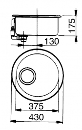 Technical image of Smeg Sinks Round Bowl Inset Alba Kitchen Sink & Drainer (Stainless Steel).