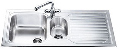 Larger image of Smeg Sinks Cucina 1.5 Bowl Stainless Steel Kitchen Sink, Right Hand Drainer.