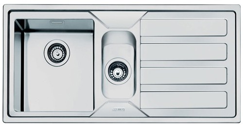 Larger image of Smeg Sinks Mira 1.5 Bowl Sink With Right Hand Drainer (Stainless Steel).