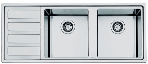 Larger image of Smeg Sinks Mira 2.0 Double Bowl Sink With Left Hand Drainer (S Steel).