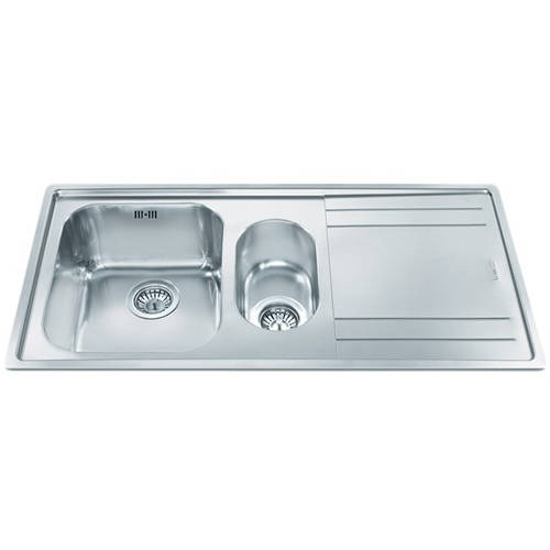Larger image of Smeg Sinks Rigae 1.5 Bowl Sink With Right Hand Drainer (Stainless Steel).