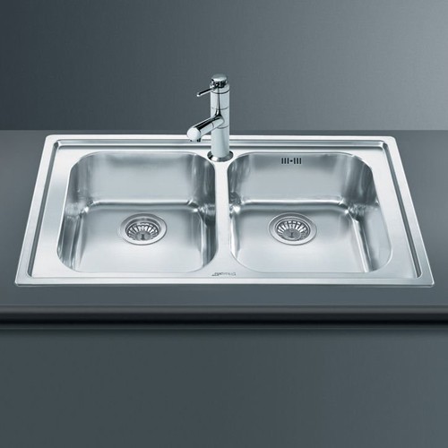 Larger image of Smeg Sinks Rigae 2.0 Double Bowl Sink (Stainless Steel).