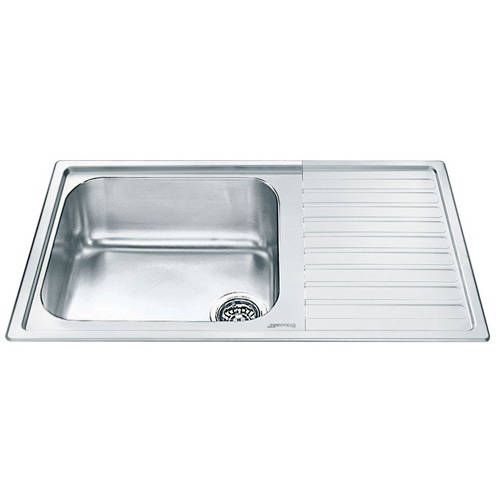Larger image of Smeg Sinks Alba 1.0 Single Bowl Sink With Right Hand Drainer (S Steel).