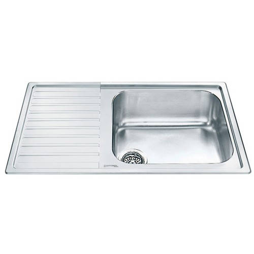 Larger image of Smeg Sinks Alba 1.0 Single Bowl Sink With Left Hand Drainer (S Steel).