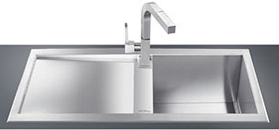 Larger image of Smeg Sinks 1.0 Bowl Low Profile Stainless Steel Sink, Left Hand Drainer.