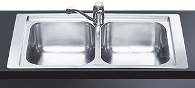 Larger image of Smeg Sinks 2.0 Bowl Stainless Steel Flush Fit Inset Kitchen Sink.