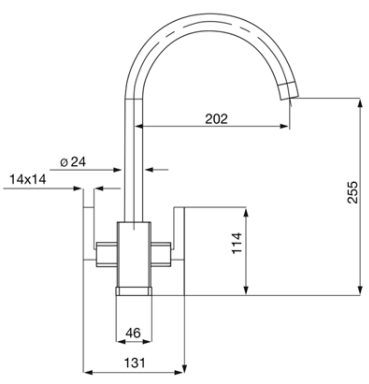 Technical image of Smeg Taps Modena Kitchen Tap With Twin Lever Control (Chrome).