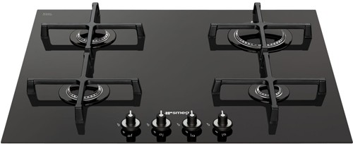 Larger image of Smeg Gas Hobs Linea Low Profile 4 Burner Gas Hob. 60cm (Black Glass).