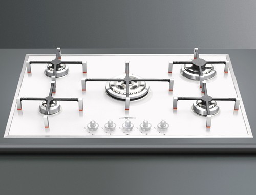 Larger image of Smeg Gas Hobs Linea 5 Burner Low Profile Gas Hob. 74cm (White Glass).