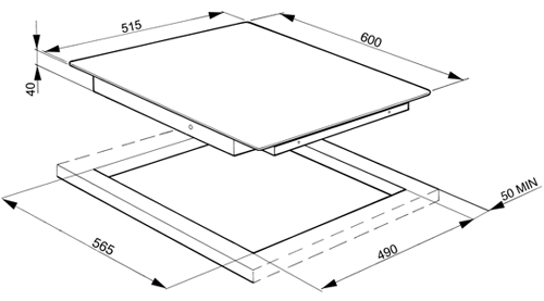 Technical image of Smeg Ceramic Hobs Cucina 4 Ring Ceramic Hob. 60cm.