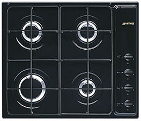 Larger image of Smeg Gas Hobs Cucina 4 burner Gas Hob (Black). Size 60cm.