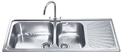 Larger image of Smeg Sinks 2.0 Bowl AntiScratch Stainless Steel Sink, Right Hand Drainer.