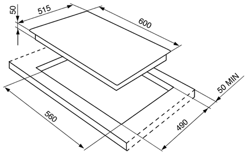 Technical image of Smeg Induction Hobs 4 Ring Induction Hob With Angled Edge. 60cm.