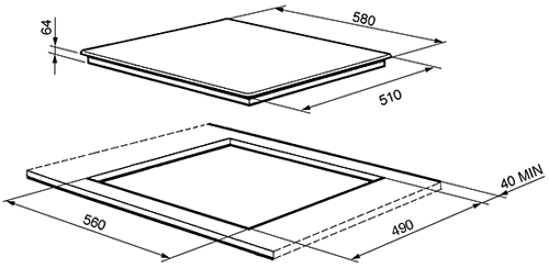 Technical image of Smeg Induction Hobs 4 Ring Induction Hob With Straight Edge. 60cm.