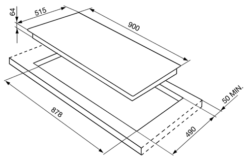 Technical image of Smeg Induction Hobs 5 Ring Induction Hob With Angled Edge. 90cm.