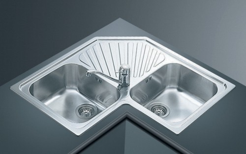 Larger image of Smeg Sinks Alba 2.0 Bowl Corner Sink With Centre Drainer (Stainless Steel).