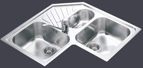 Larger image of Smeg Sinks Alba 2.5 Bowl Corner Sink With Centre Drainer (Stainless Steel).