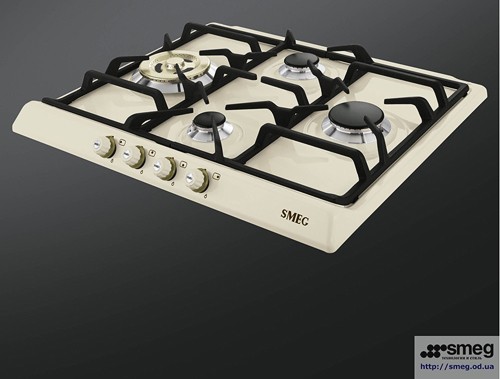 Example image of Smeg Gas Hobs Cortina 4 Burner Gas Hob With Brass Controls. 60cm (Cream).