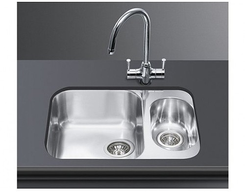 Larger image of Smeg Sinks Alba 1.5 Bowl Undermount Kitchen Sink (Stainless Steel).