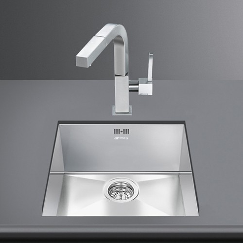 Larger image of Smeg Sinks Quadra Undermount Kitchen Sink 400x400mm (S Steel).