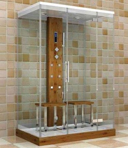 Larger image of Hydra Rectangular Steam Shower Cubicle (Bamboo). 1450x900mm.