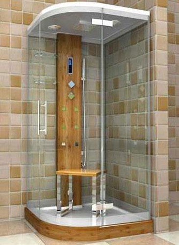 Larger image of Hydra Quadrant Steam Shower Cubicle (Bamboo). 1000x1000mm.
