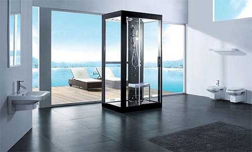 Example image of Hydra Rectangular Steam Shower Enclosure With Mirror Ceiling. 1000x900.