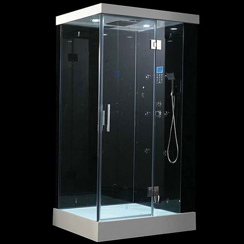Larger image of Hydra Rectangular Steam Shower Enclosure With LED Lighting. 1100x800mm.