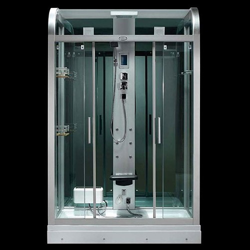 Larger image of Hydra Curved Roof Steam Shower Enclosure With LED LIghting. 1500x900mm.
