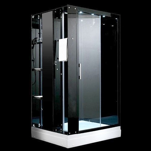 Larger image of Hydra Rectangular Steam Shower Enclosure With Mirror. 1300x1000mm.