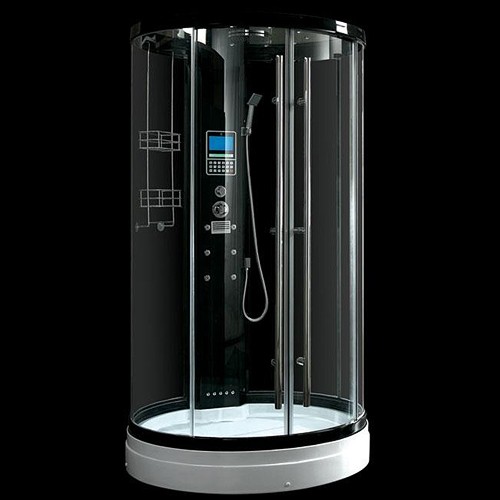Example image of Hydra Round Steam Shower Enclosure With TV & LED Lights. 1230x2250.
