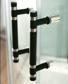 Example image of Hydra Steam Shower Enclosure (Black, Teak, Left Handed). 1000x900.