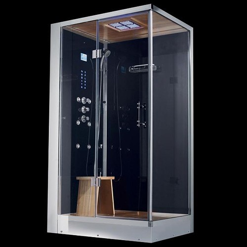 Larger image of Hydra Rectangular Steam Shower Enclosure (Teak, Left Handed). 1200x900.