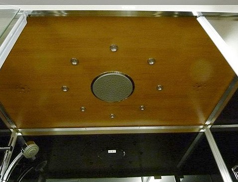 Example image of Hydra Inset Steam Shower Enclosure (Oak, Sliding Door). 1500x830.